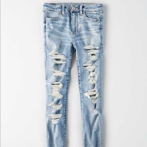 american eagle ripped begging skinny jean